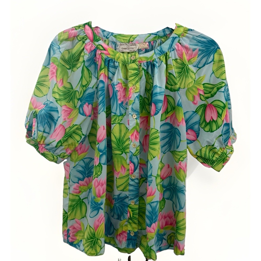 Vintage Diane Von Furstenberg for Camicetta Tropical Botanical Print Size 10